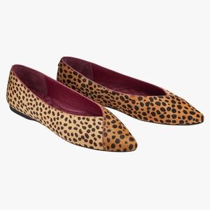 Birdies The Goldfinch Mini Cheetah Tipped Calf Hair Size 8 Ballet Flat Shoe NWOT